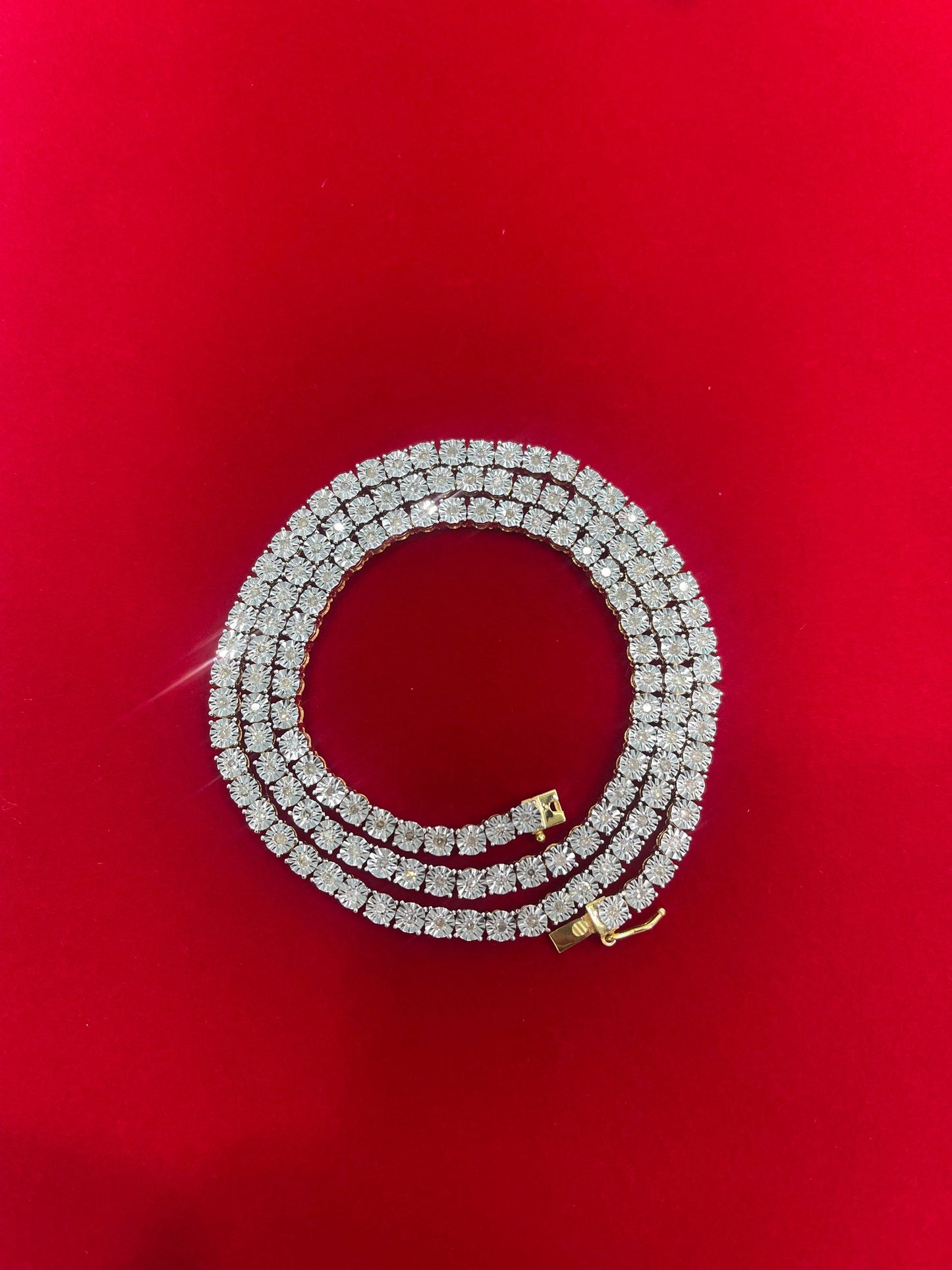 10k Gold With Natural Diamonds Tikkli Necklace 3.5mm-20 Inch.