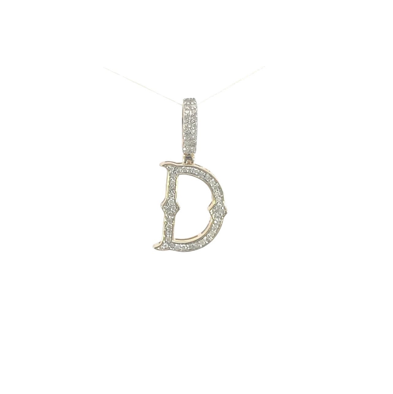 Natural Gold Initial Letter D Alphabet Pendant, Yellow Gold ,Diamond Pendant,Unisex Pendant,Hip Hop style - 3D style- Minimalist pendants