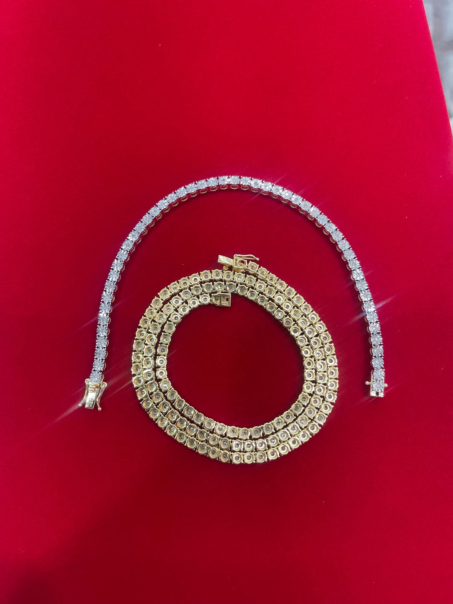 10k Gold With Natural Diamonds Tikkli Necklace 3.5mm-20 Inch.